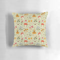 Vibrant mushroom and wildflower botanical print pillow by Oh Jess Marie