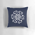 Decorative throw pillow featuring a mandala design with musical elements like bass clef, treble clef, and musical notes.
