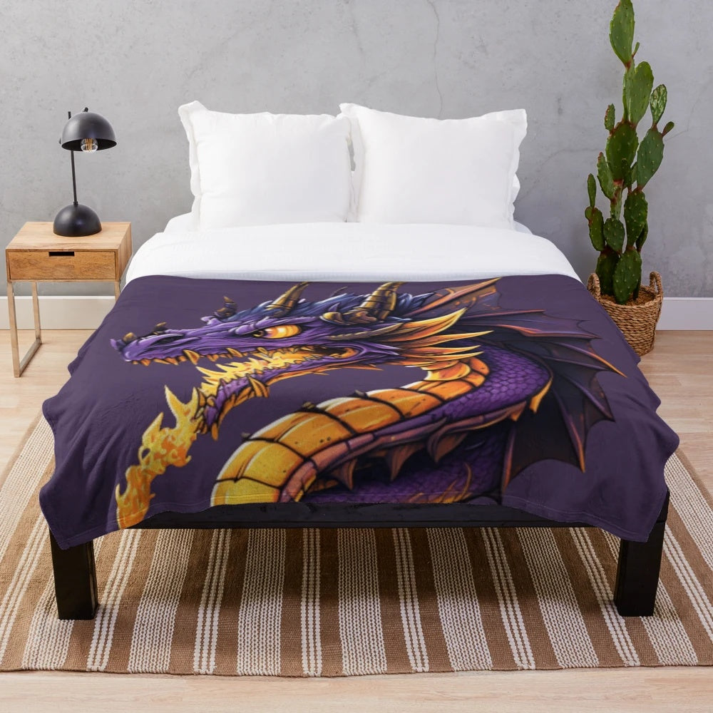 Soft plush blanket featuring a variety of enchanting mythical creatures