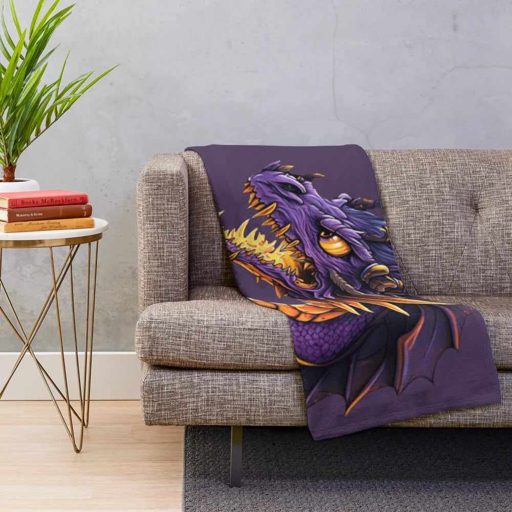 Soft plush blanket featuring a variety of enchanting mythical creatures