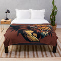 Plush blanket featuring various mythical creatures and fantastic animals