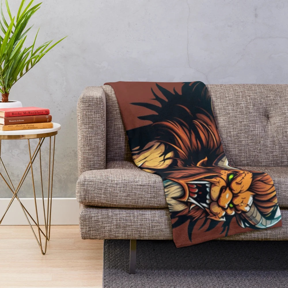 Plush blanket featuring various mythical creatures and fantastic animals