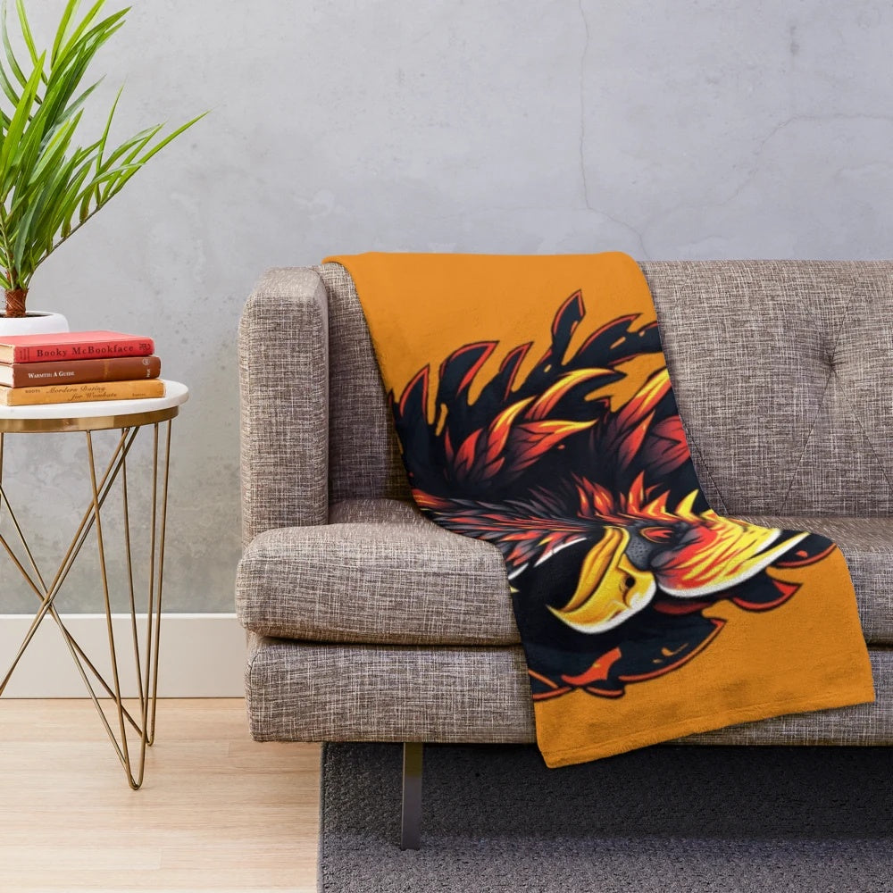 Plush blanket featuring mythical creatures and fantastical beasts