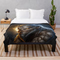 Plush blanket featuring an array of mythical creatures and fantasy animals