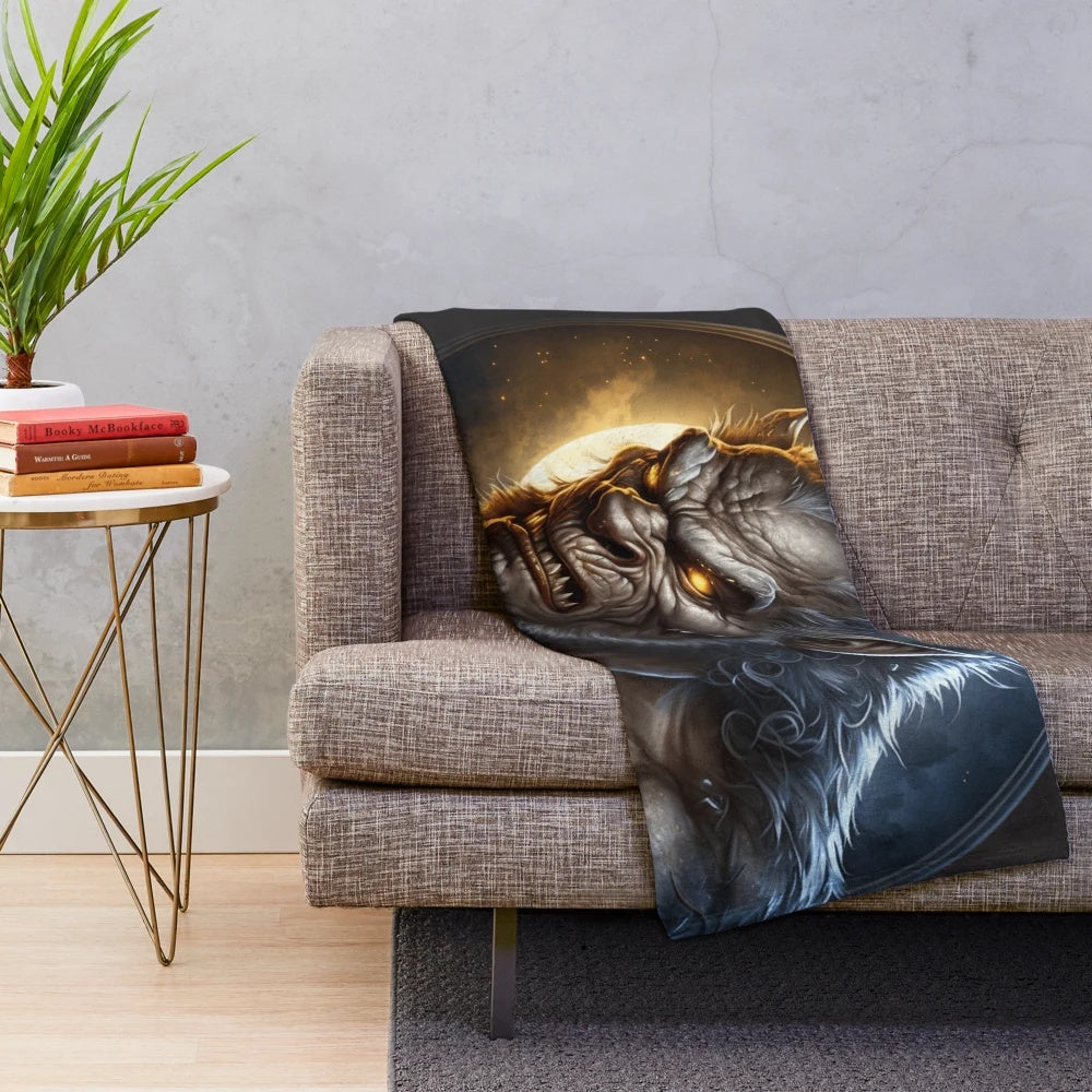 Plush blanket featuring an array of mythical creatures and fantasy animals