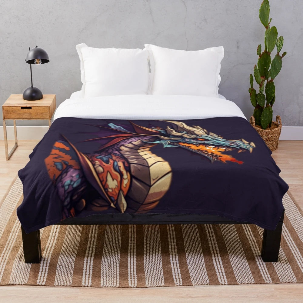 Mythical creatures plush blanket with fantastical animals and beasts