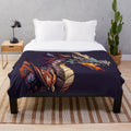 Mythical creatures plush blanket with fantastical animals and beasts