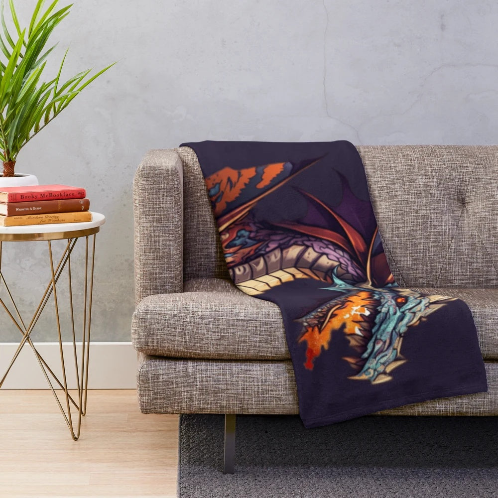 Mythical creatures plush blanket with fantastical animals and beasts