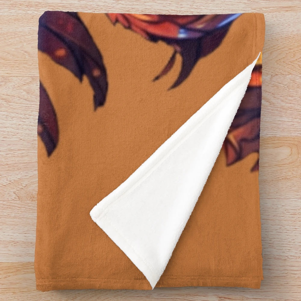 Cozy plush blanket featuring a variety of mythical and fantasy creatures
