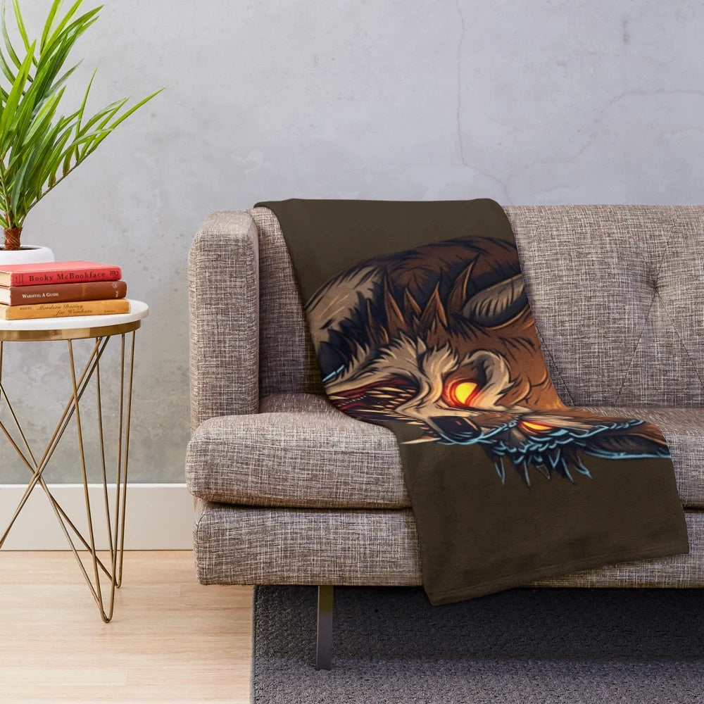 Cozy plush blanket featuring a variety of mythical creatures