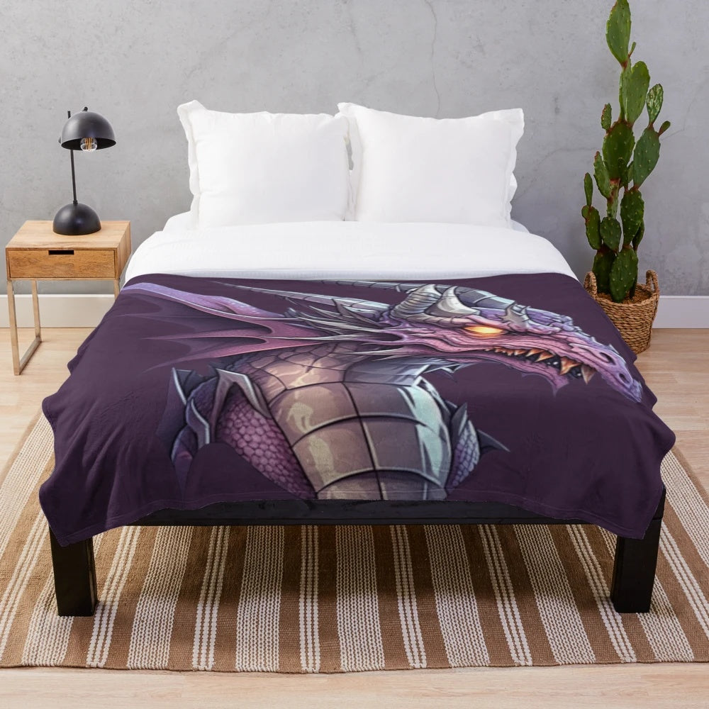 Mythical creatures plush blanket depicting various fantastical beings