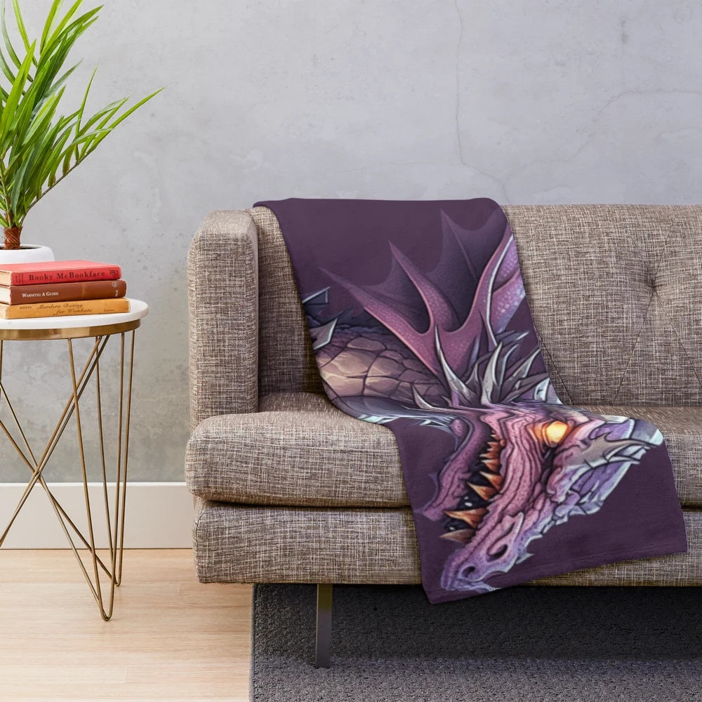 Mythical creatures plush blanket depicting various fantastical beings