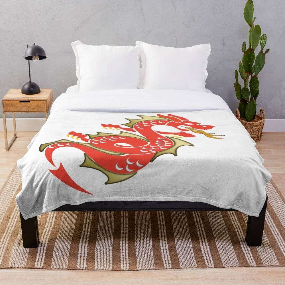 Legendary dragon plush blanket with fantasy creature design