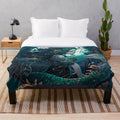Cozy plush blanket featuring an array of mythical sea creatures