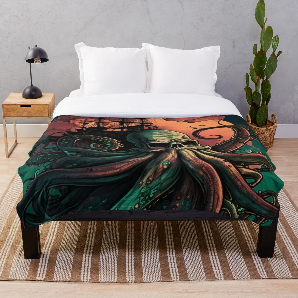 Plush blanket featuring whimsical and enchanting mythical sea creatures