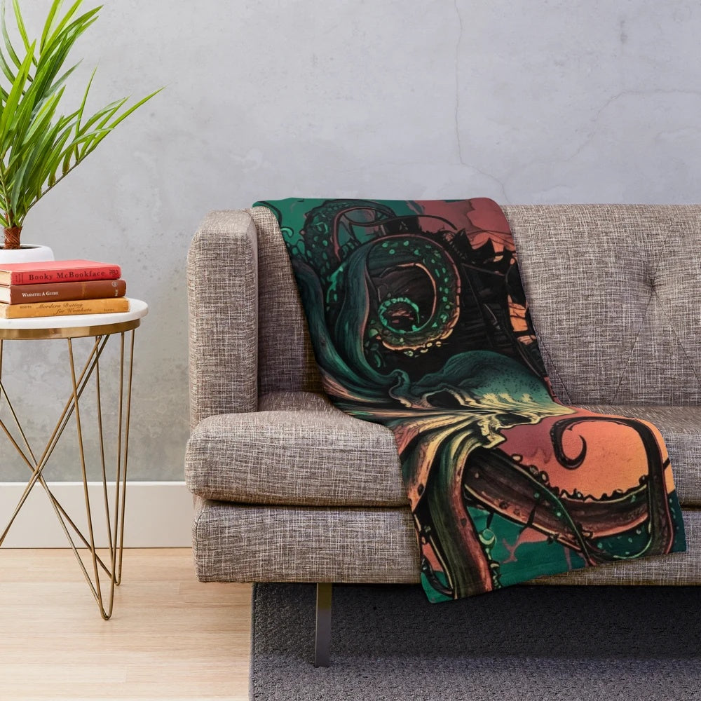 Plush blanket featuring whimsical and enchanting mythical sea creatures