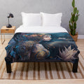 Plush blanket featuring a design of enchanting mythical sea creatures