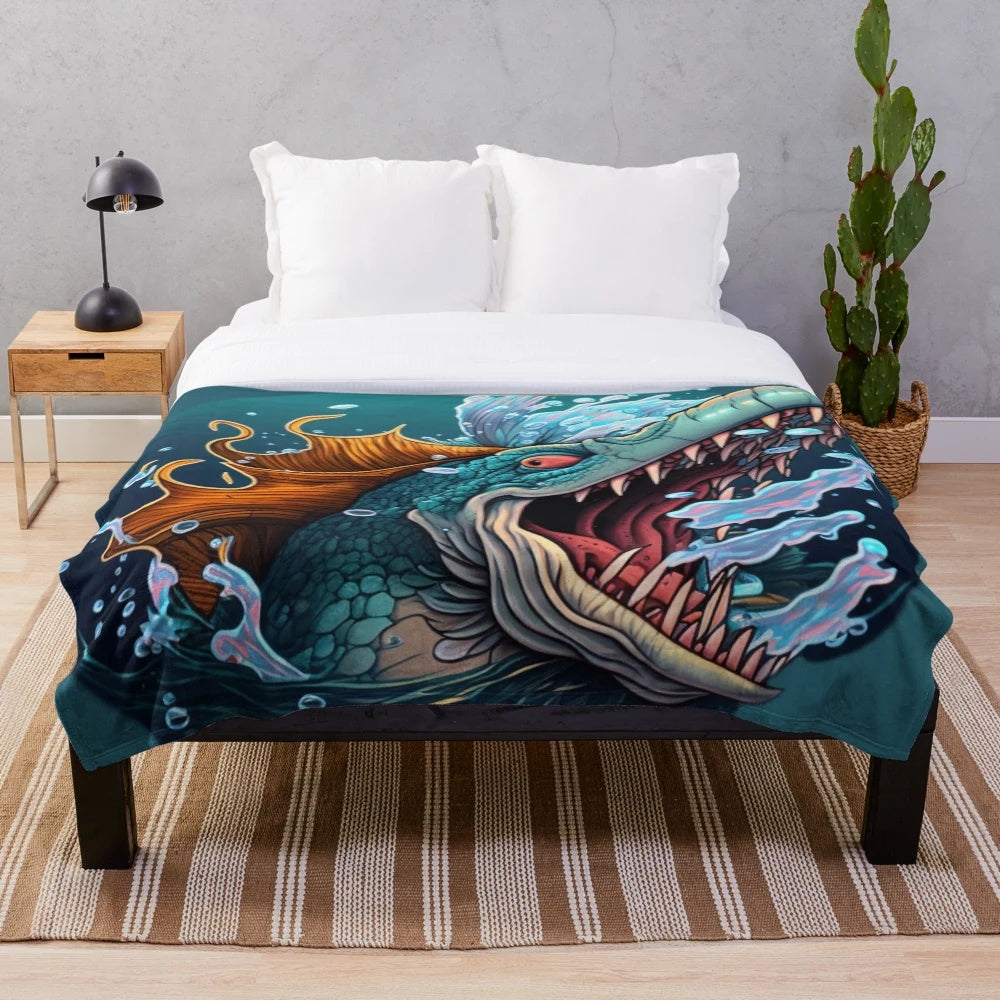 Plush blanket featuring enchanting mythical sea creatures