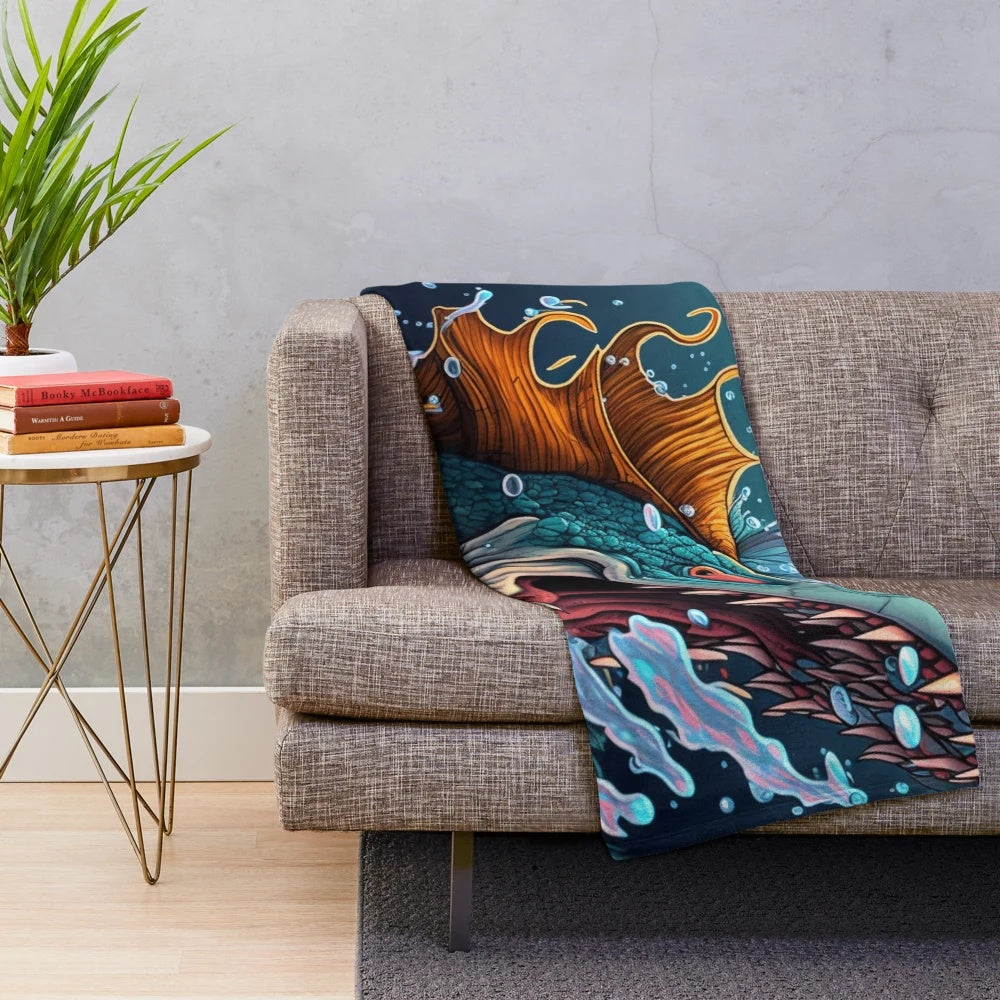 Plush blanket featuring enchanting mythical sea creatures