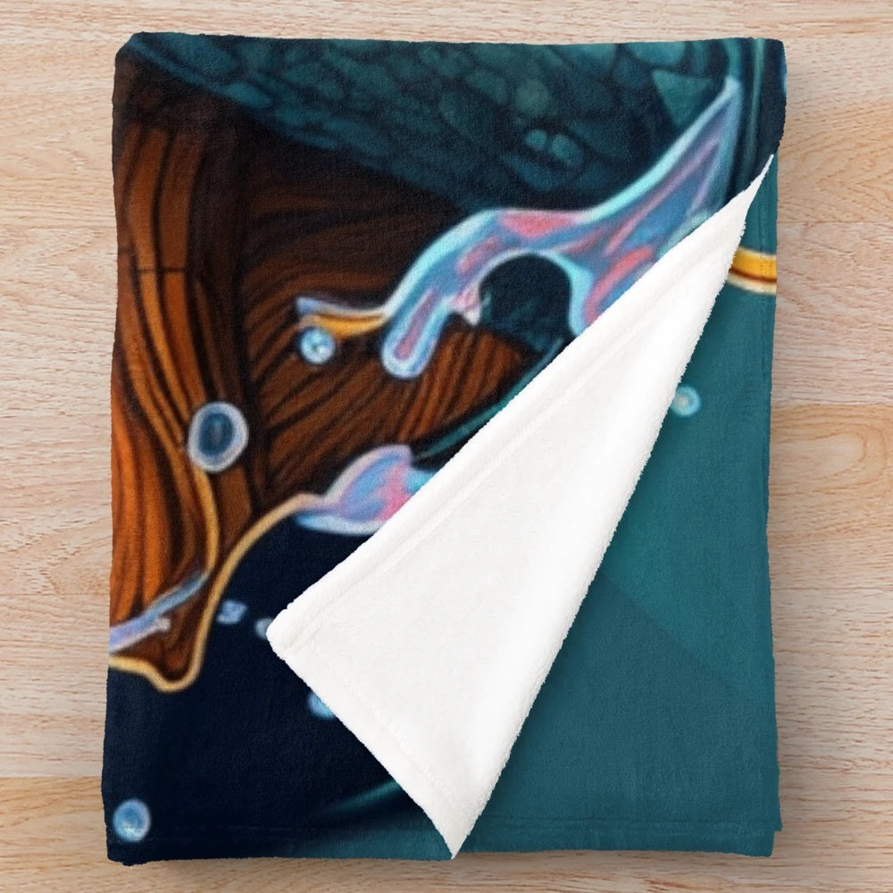 Plush blanket featuring enchanting mythical sea creatures