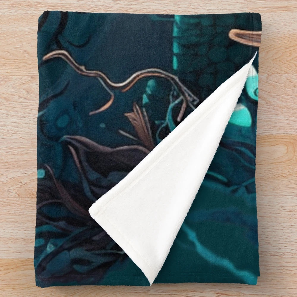 Cozy plush blanket featuring an array of mythical sea creatures