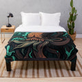Cozy plush blanket featuring whimsical mythical sea creatures
