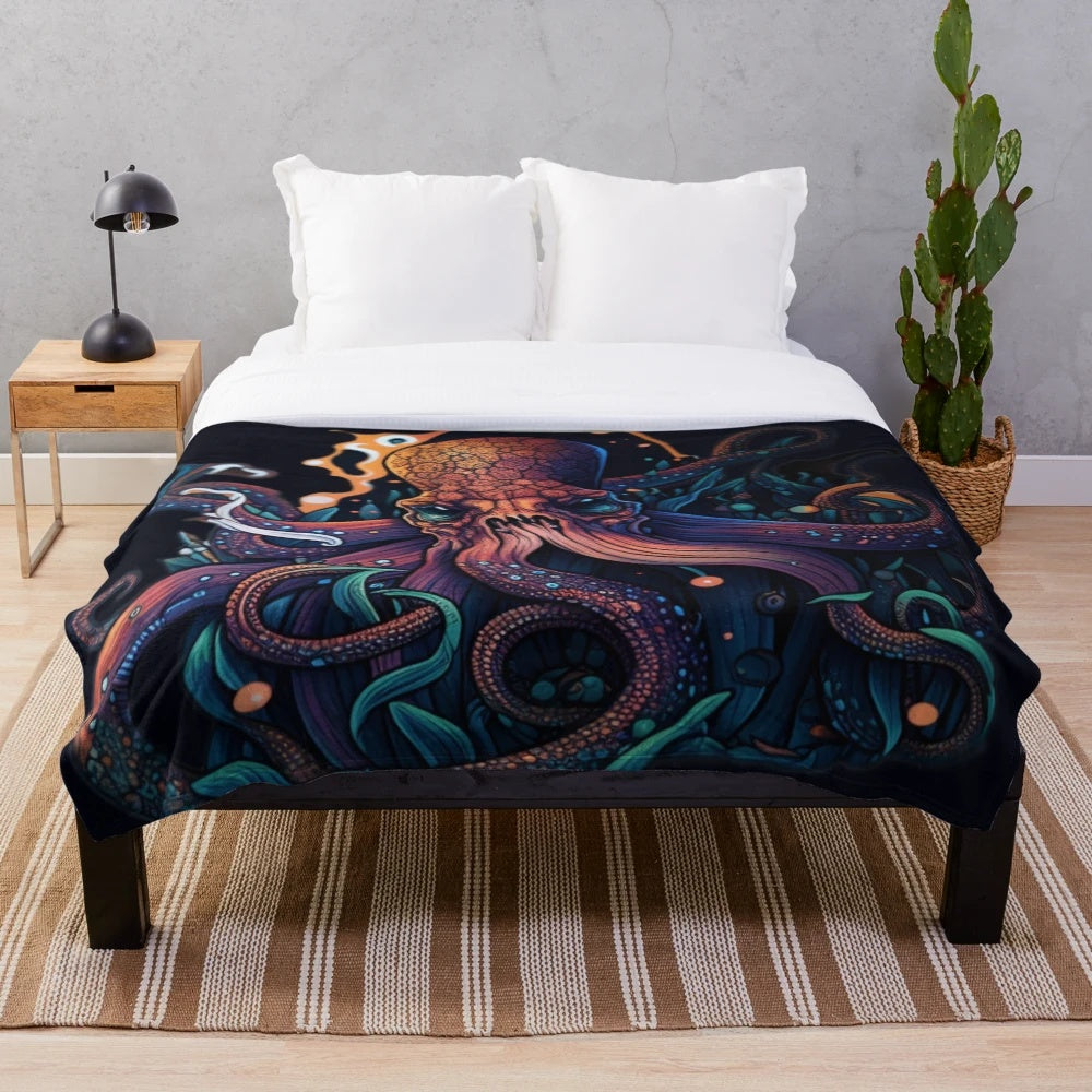 Plush blanket featuring enchanting mythical sea creatures