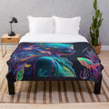 Cozy plush blanket featuring a variety of mythical sea creatures