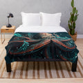 Plush blanket featuring a design of enchanting mythical sea creatures