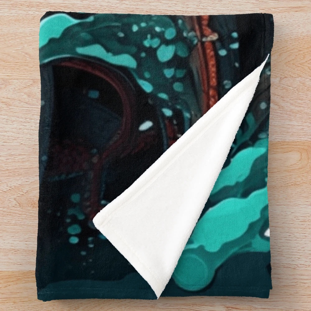 Plush blanket featuring a design of enchanting mythical sea creatures