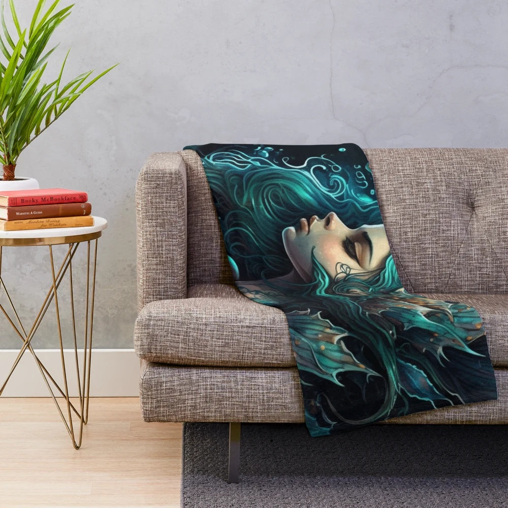 Plush blanket featuring enchanting mythical sea creatures