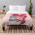 Mythological red wolf plush blanket with fantasy artwork