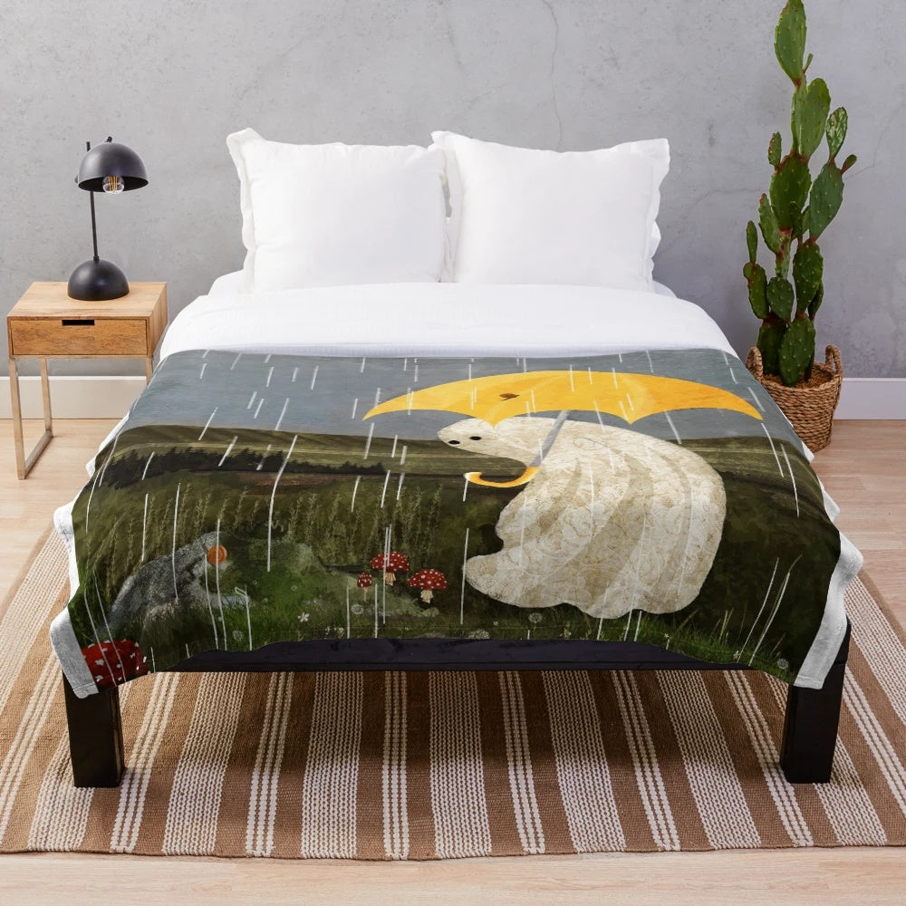 Cozy and whimsical plush blanket with nature-inspired design