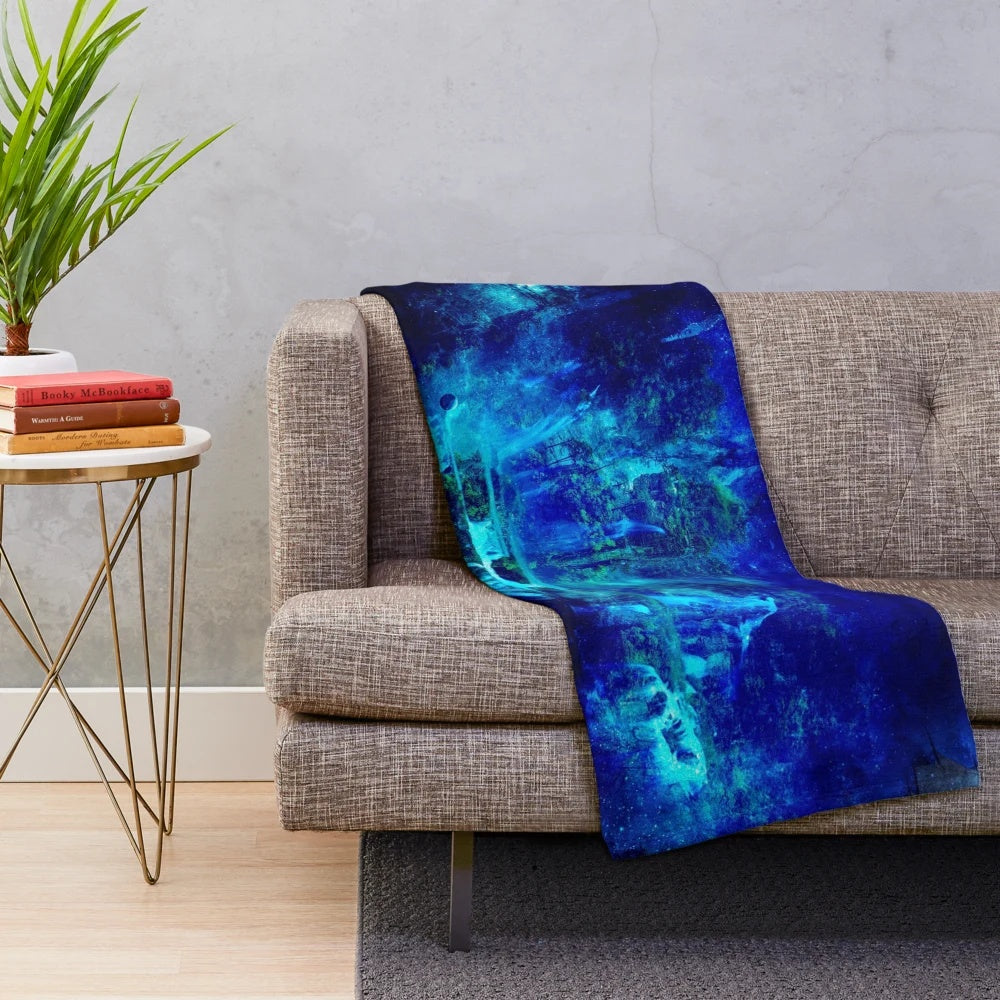 Neverland-inspired plush blanket with tropical designs