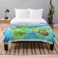 Neverland Plush Blanket featuring watercolor design of magical island