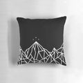 Decorative pillow featuring a geometric mountain design inspired by the Night Court from the A Court of Thorns and Roses series by Sarah J. Maas.