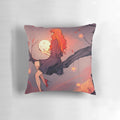 A decorative pillow featuring a starry night sky design by artist Elentori.