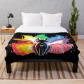 Vibrant plush blanket featuring a nine tailed fox kitsune from Japanese mythology