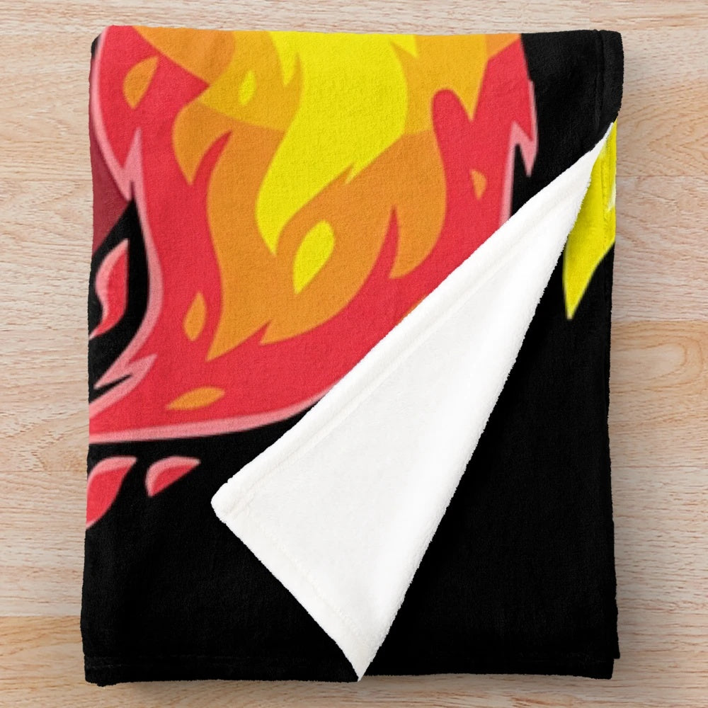 Vibrant plush blanket featuring a nine tailed fox kitsune from Japanese mythology