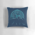 Northern Lights Pillow featuring a silhouette of a polar bear, inspired by the fantasy series His Dark Materials