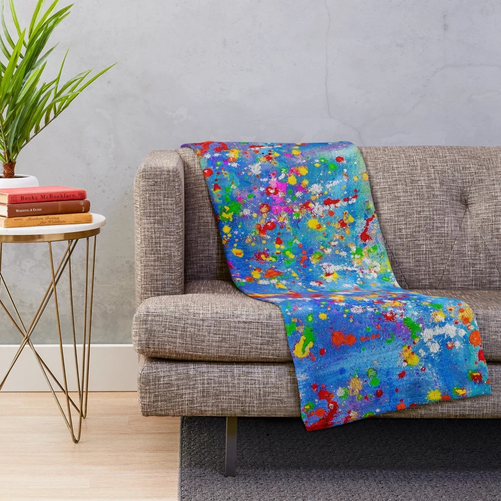 Plush ocean life blanket with vibrant underwater seascape design