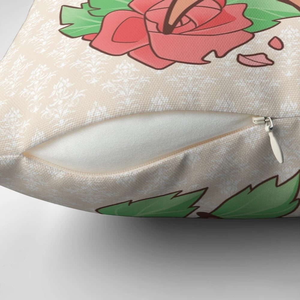 Soft, plush pillow featuring an adorable oh my deerling floral design in pink, green, and cream