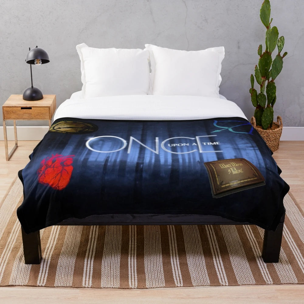 Cozy Once Upon a Time inspired plush blanket featuring characters from the popular TV series