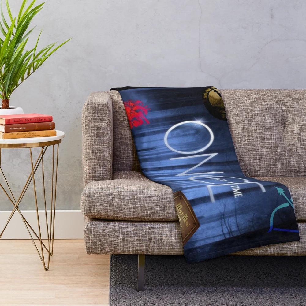 Cozy Once Upon a Time inspired plush blanket featuring characters from the popular TV series