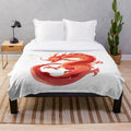 Soft and cozy oriental red dragon plush blanket
