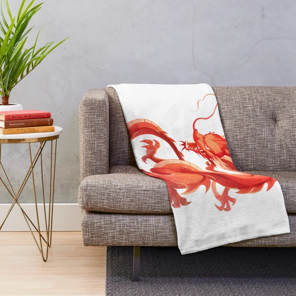 Soft and cozy oriental red dragon plush blanket