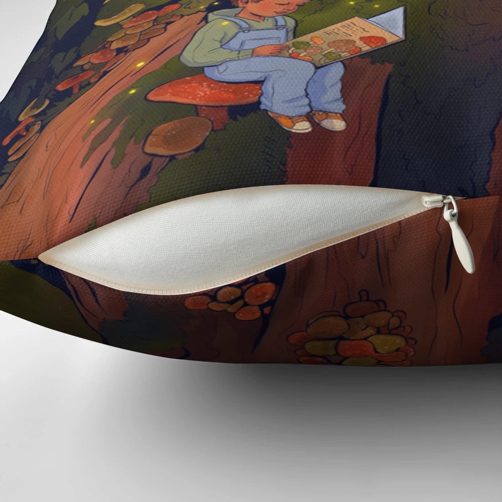 Soft, whimsical pillow featuring an owl and tree design, perfect for adding a touch of magic to any room.