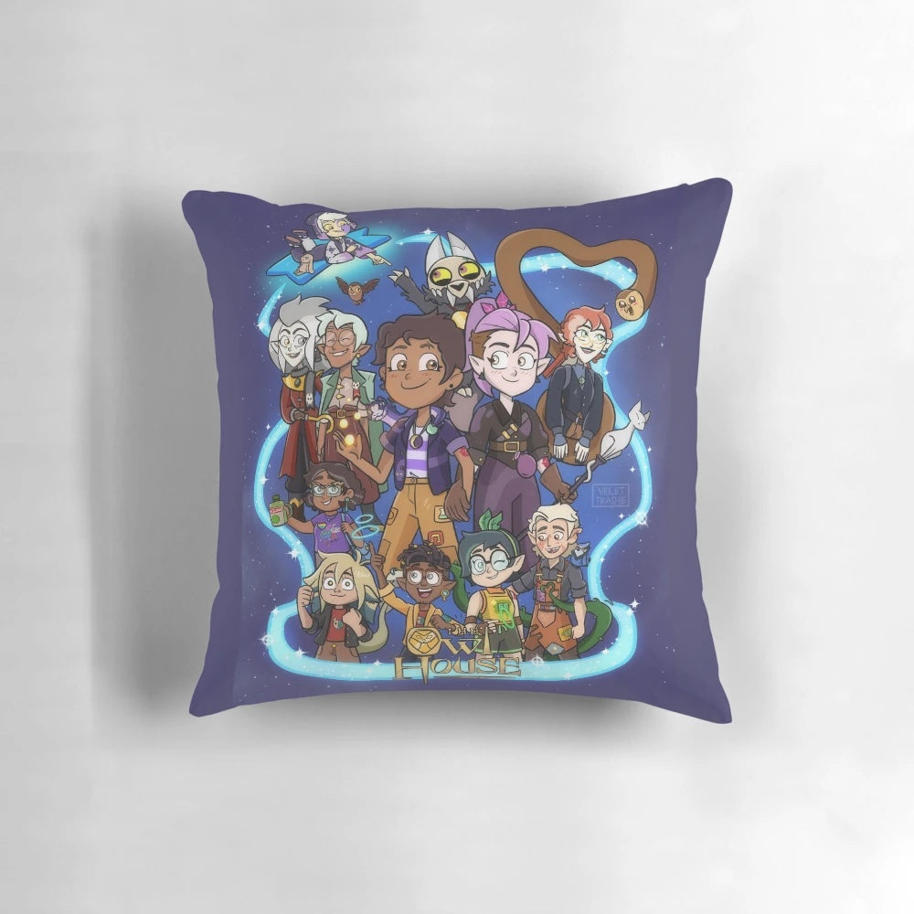 Decorative pillow featuring characters from the popular animated series "The Owl House