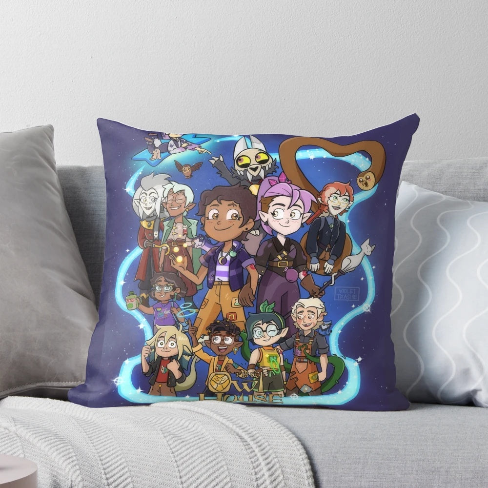 Decorative pillow featuring characters from the popular animated series "The Owl House