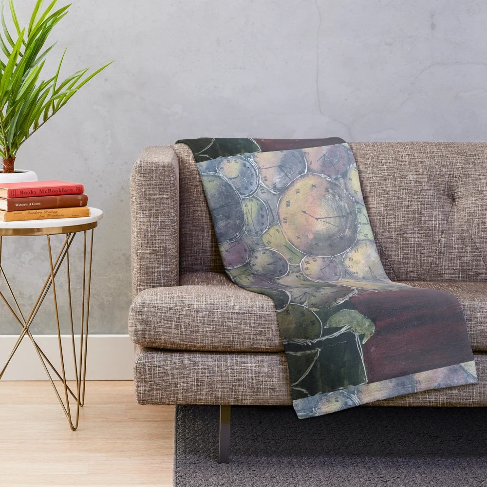Plush blanket featuring a parrot clock design
